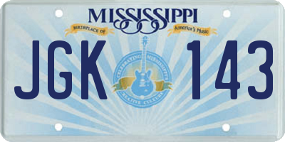 MS license plate JGK143
