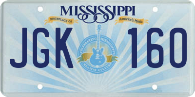 MS license plate JGK160