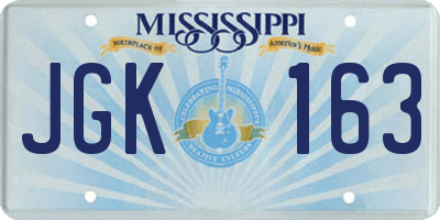 MS license plate JGK163