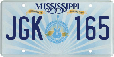MS license plate JGK165