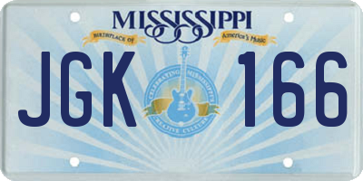 MS license plate JGK166