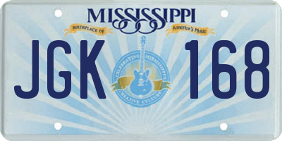 MS license plate JGK168