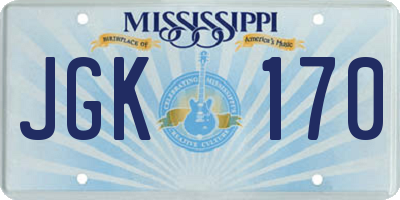 MS license plate JGK170