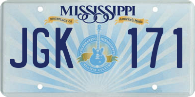 MS license plate JGK171
