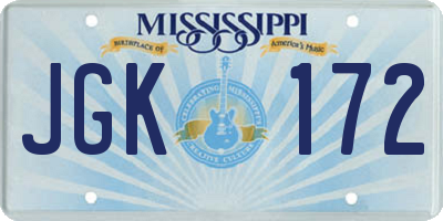 MS license plate JGK172