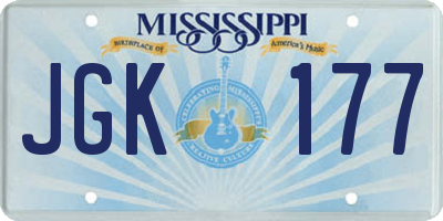 MS license plate JGK177