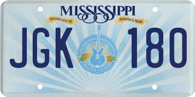 MS license plate JGK180
