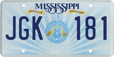 MS license plate JGK181