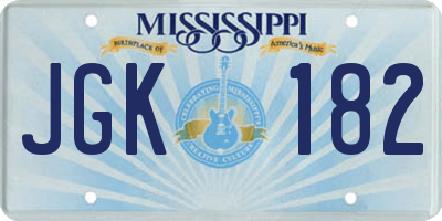 MS license plate JGK182