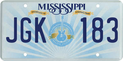 MS license plate JGK183