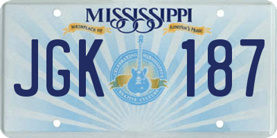 MS license plate JGK187