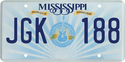 MS license plate JGK188