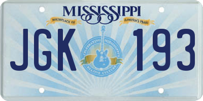 MS license plate JGK193