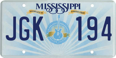 MS license plate JGK194