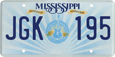 MS license plate JGK195