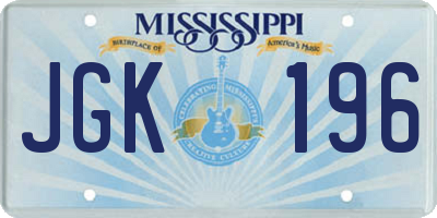 MS license plate JGK196