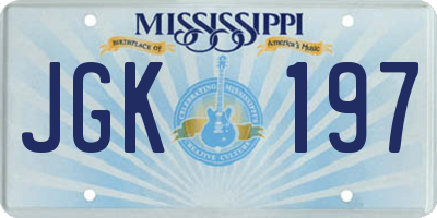 MS license plate JGK197