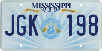 MS license plate JGK198
