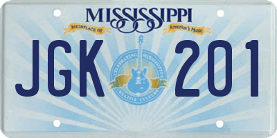 MS license plate JGK201