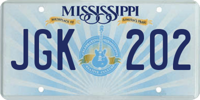 MS license plate JGK202