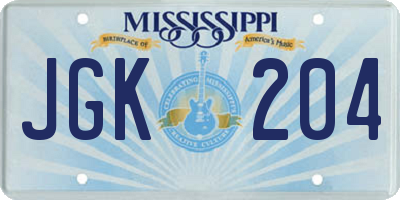 MS license plate JGK204