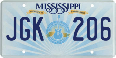 MS license plate JGK206