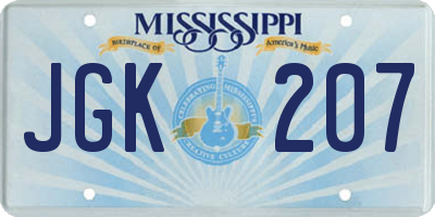 MS license plate JGK207
