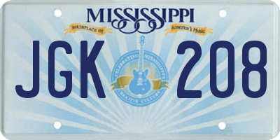MS license plate JGK208