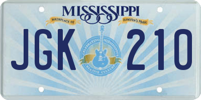 MS license plate JGK210