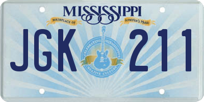 MS license plate JGK211