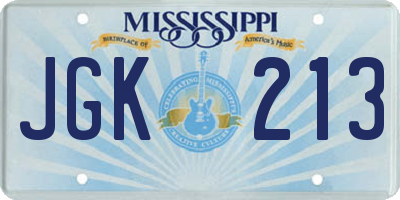 MS license plate JGK213