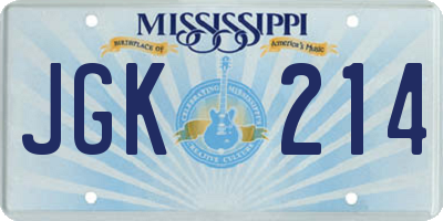 MS license plate JGK214