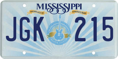 MS license plate JGK215