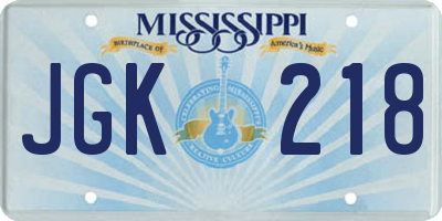 MS license plate JGK218