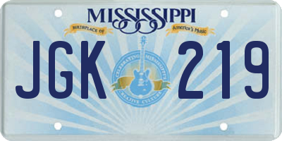 MS license plate JGK219