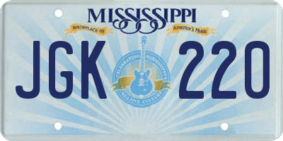 MS license plate JGK220