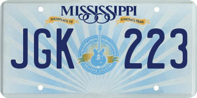 MS license plate JGK223