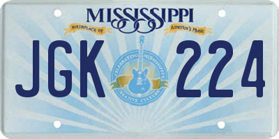 MS license plate JGK224