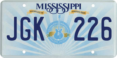 MS license plate JGK226