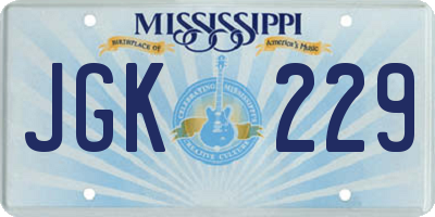 MS license plate JGK229