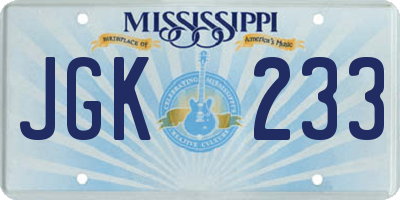 MS license plate JGK233