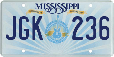 MS license plate JGK236