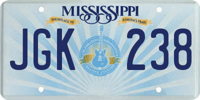MS license plate JGK238