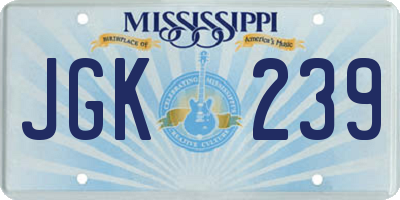 MS license plate JGK239