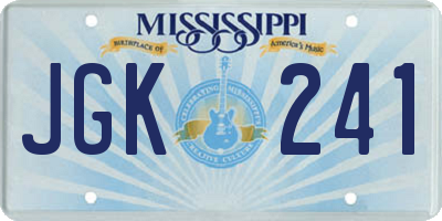 MS license plate JGK241