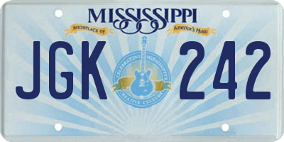 MS license plate JGK242