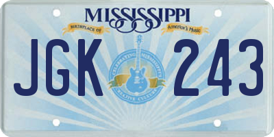 MS license plate JGK243
