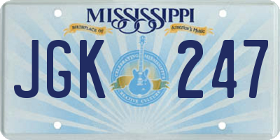 MS license plate JGK247