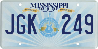 MS license plate JGK249