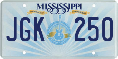 MS license plate JGK250